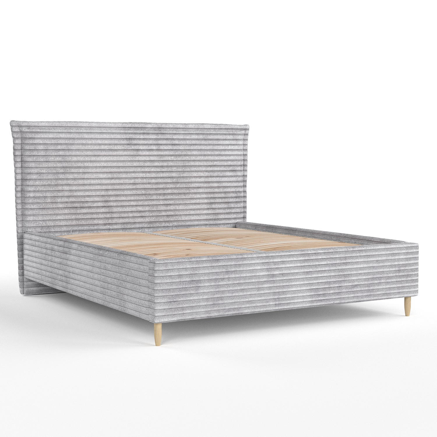 POLSTERBETT Cape Cod Grau 140/200 cm im Samtstoff - Naturfarben/Grau, Holz/Holzwerkstoff (140/200cm) - Maison de Reve