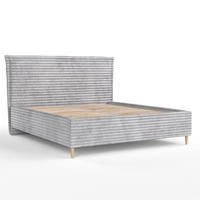 POLSTERBETT Cape Cod Grau 160/200 cm im Samtstoff - Naturfarben/Grau, Holz/Holzwerkstoff (160/200cm) - Maison de Reve