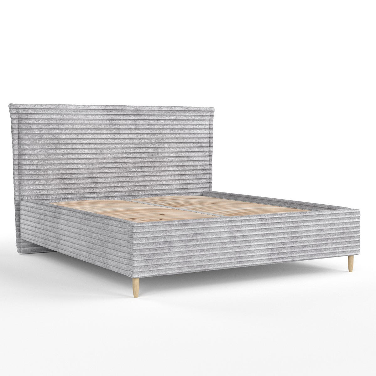 POLSTERBETT Cape Cod Grau 160/200 cm im Samtstoff - Naturfarben/Grau, Holz/Holzwerkstoff (160/200cm) - Maison de Reve