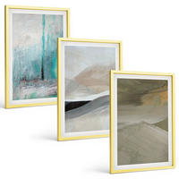BILDER SET 3er Set - 40x60 cm Goldrahmen - Gemalte abstrakte Dekorationen - Goldfarben, Kunststoff (40/60cm) - TULUP