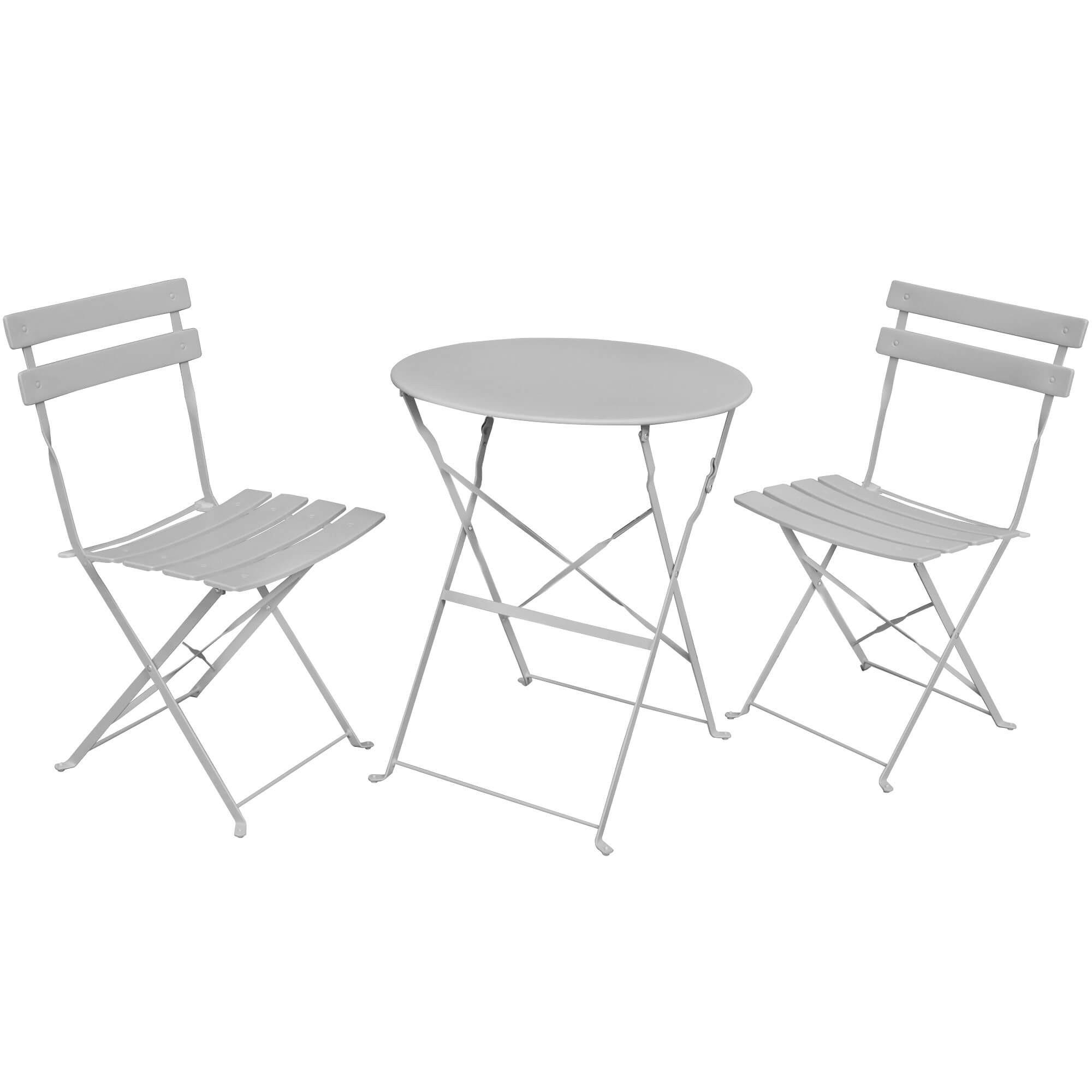 BALKONSET 3-er Set Metall Grau - Grau, Metall - Akord