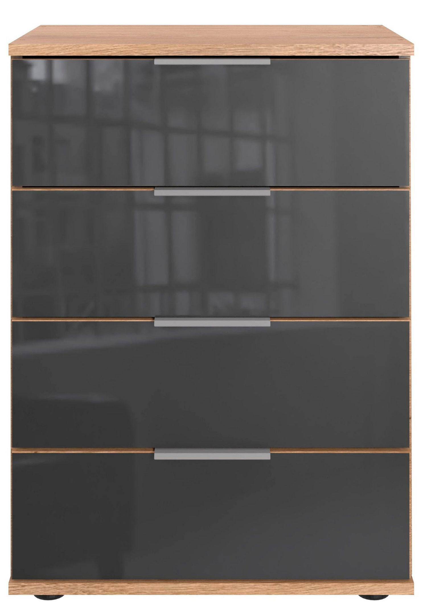 NACHTKONSOLE Saigon Plankeneiche / Grauglas 46 / 38 / 74cm - Eichefarben/Grau, Holz/Holzwerkstoff (46/74/38cm) - Wimex