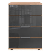 NACHTKONSOLE Saigon Plankeneiche / Grauglas 46 / 38 / 74cm - Eichefarben/Grau, Holz/Holzwerkstoff (46/74/38cm) - Wimex