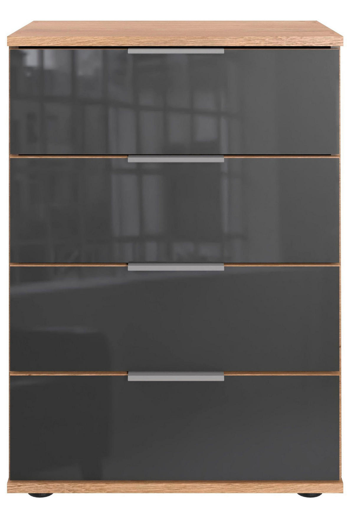 NACHTKONSOLE Saigon Plankeneiche / Grauglas 46 / 38 / 74cm - Eichefarben/Grau, Holz/Holzwerkstoff (46/74/38cm) - Wimex