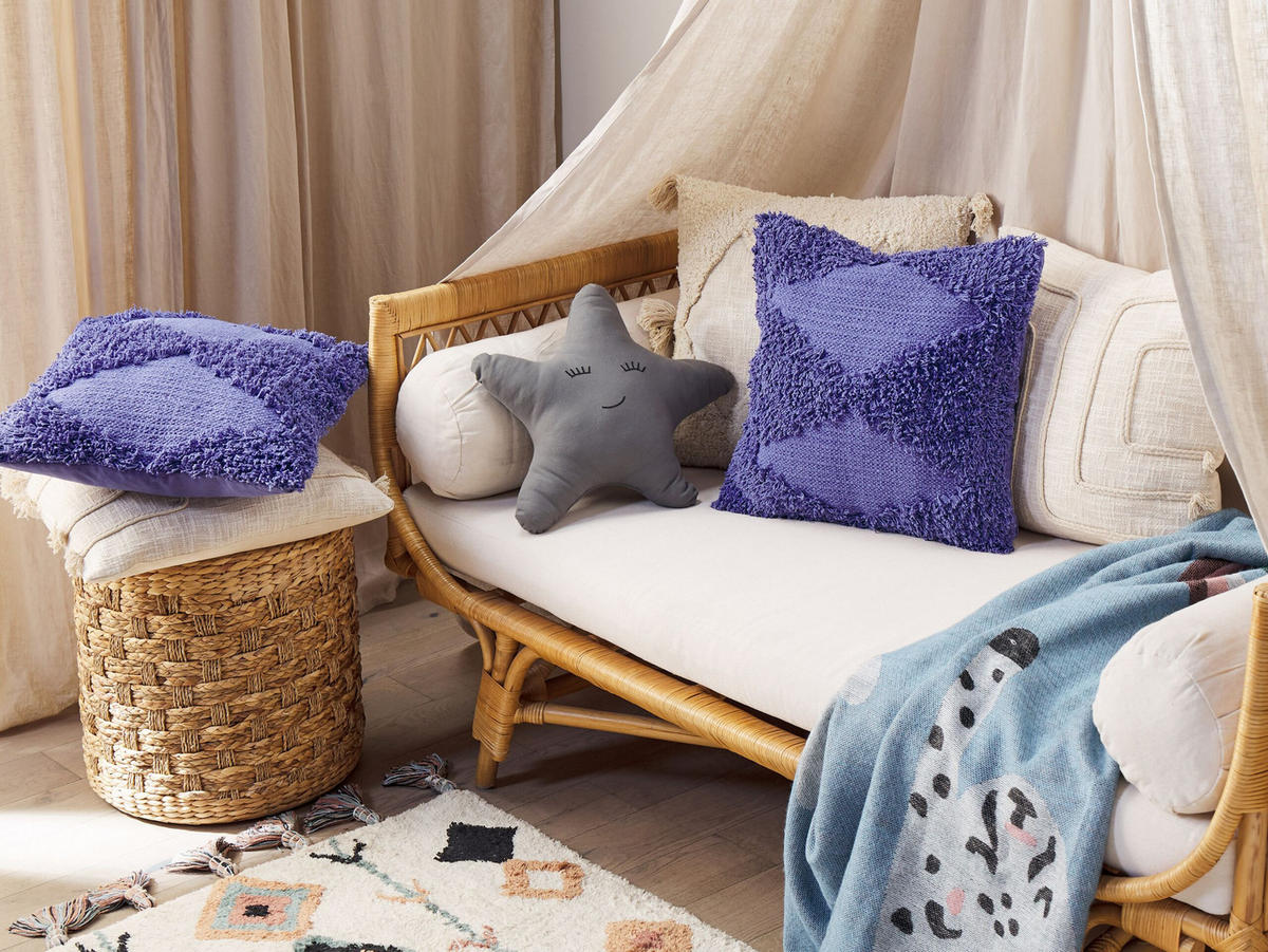 DEKOKISSEN Purpur 45/45 cm Rhoeo - Lila, Naturmaterialien/Textil (45/45cm) - Beliani