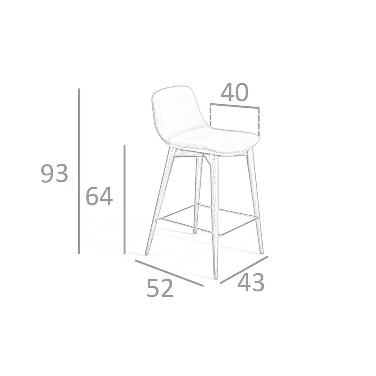 BARHOCKER Nerzfarben 43/52/93 cm - Fango/Nussbaumfarben, Leder/Holz (43/93/52cm) - ANGEL CERDA