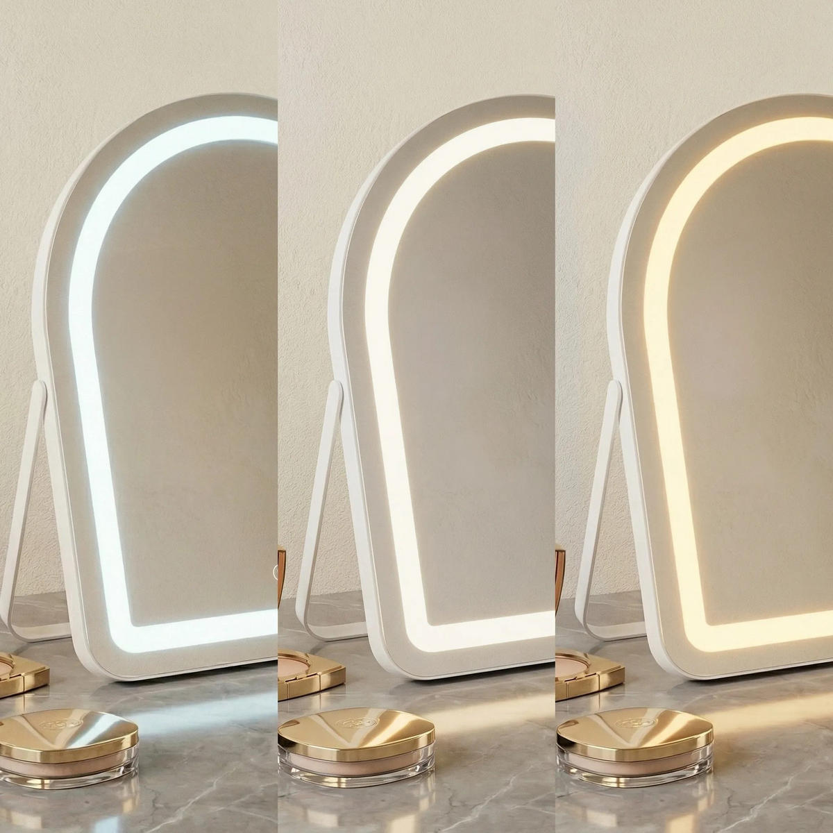 SPIEGEL Rea Led Glam White 40x45cm - Weiß, Metall (40/45/3cm) - REA