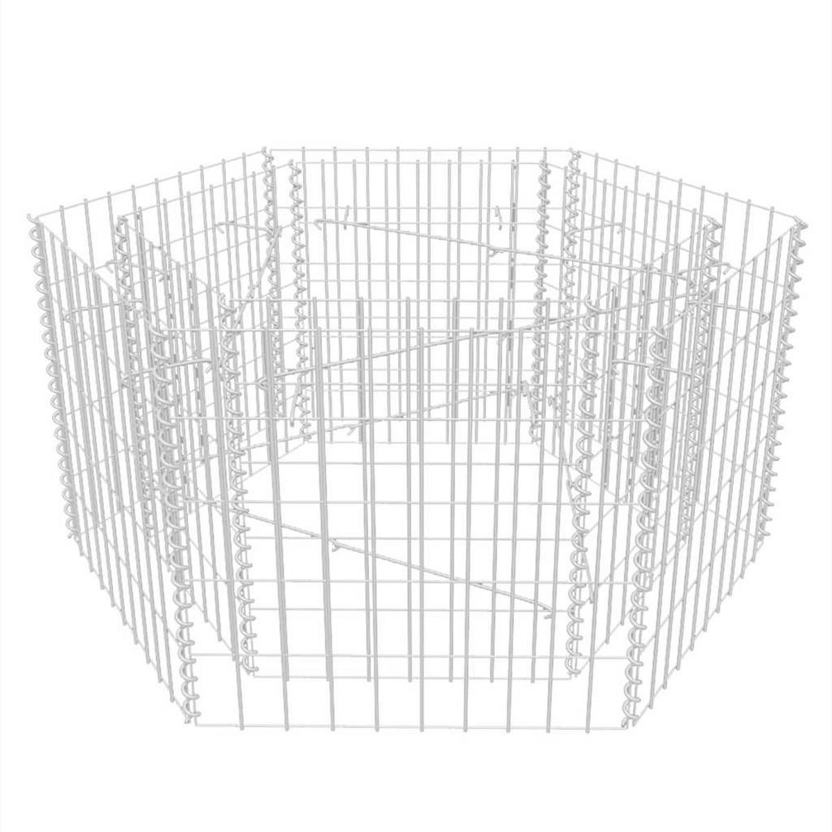 HOCHBEET Gabione 6-eckig LISSA aus Stahl 90x100x50 cm - Silberfarben, Metall (90/50/100cm) - DELUKE