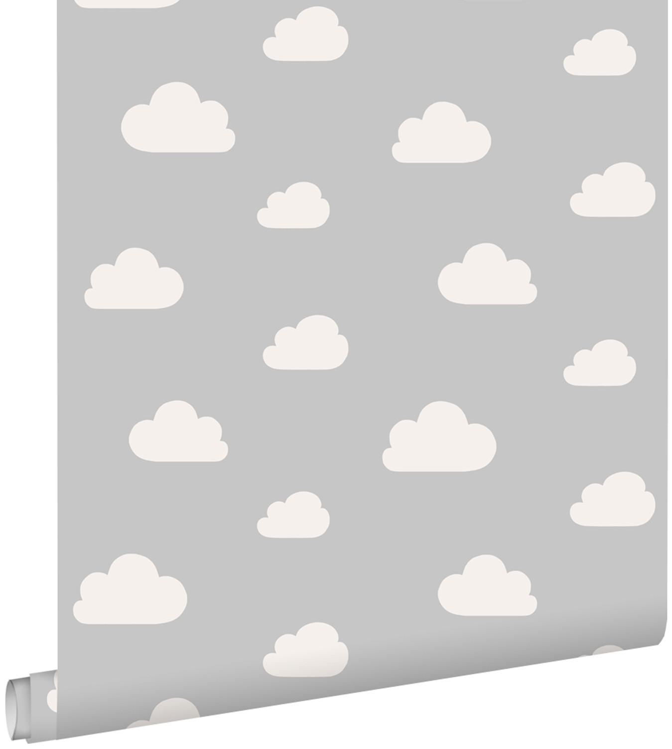 TAPETE kleine Wolken 53 cm x 10.05 m - Grau, Papier (53/0.1cm) - ESTAhome