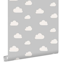TAPETE kleine Wolken 53 cm x 10.05 m - Grau, Papier (53/0.1cm) - ESTAhome