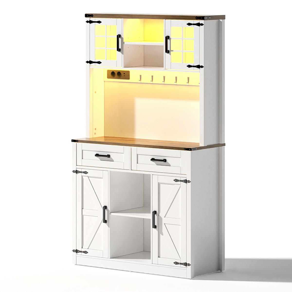 SIDEBOARD in Braun/Weiß mit LED-Beleuchtung und USB- und Type-C-Anschlüssen,172/40/100 cm - Braun, Holzwerkstoff (100/172/40cm) - Flora Grace