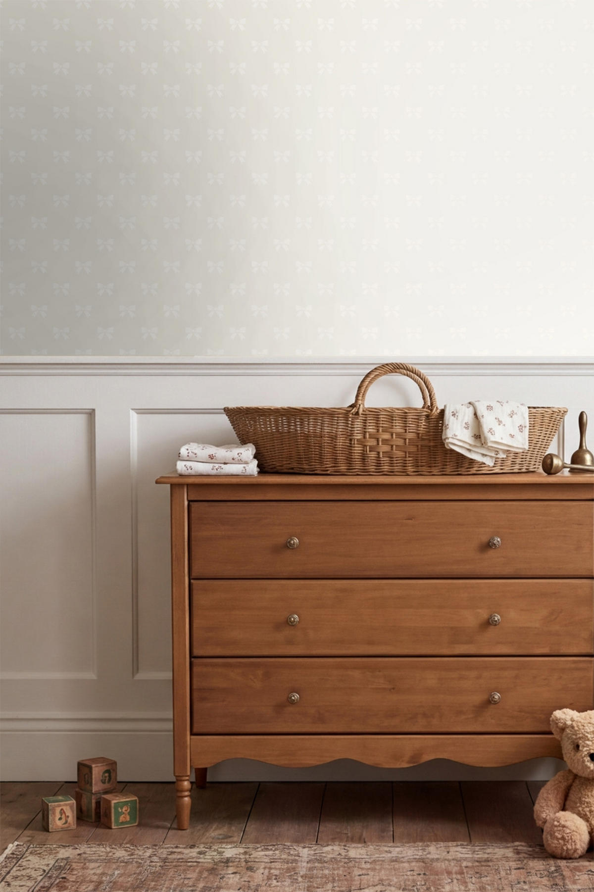 TAPETE kleine Schleifen 53 cm x 10.05 m - Grau, Papier (53/0.1cm) - Origin Wallcoverings