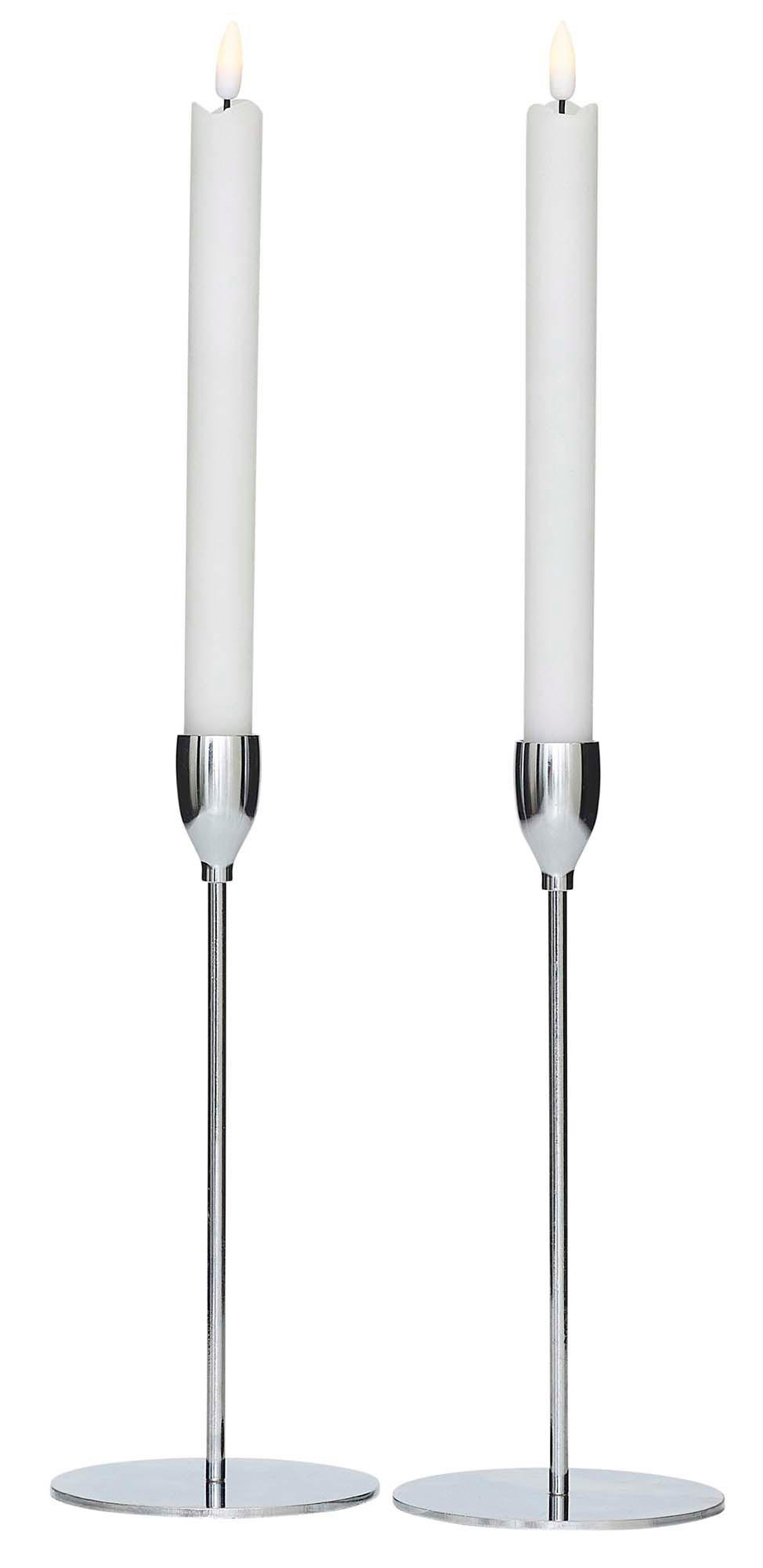 LED-ECHTWACHS-KERZEN - warmweiß mit Pustfunktion und Ständer für romantische Tischdeko - Weiß, Kunststoff (10/10/23cm) - Northpoint