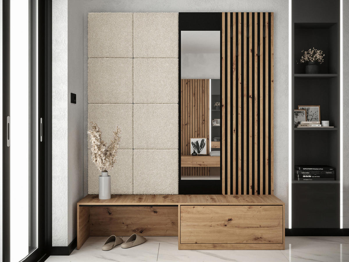 GARDEROBE Premium - Kaschmir/Eiche Artisan, Holzwerkstoff (172/205/42cm) - MIRJAN24