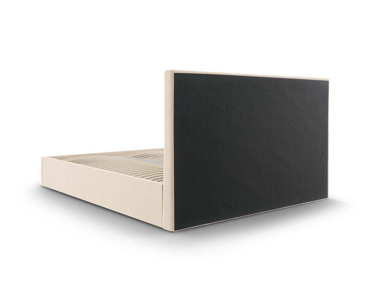 BETT mit Bettkasten und Kopfteil Phaedra aus Samt beige 180x200cm - Beige, Textil (180/200cm) - Micadoni