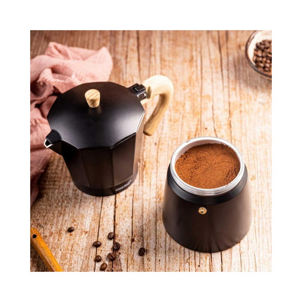 ESPRESSOKOCHER Schwarz 10/17.5/17.5 cm KH1886 - Schwarz, Metall (17.5/17.5/10cm) - Kinghoff 