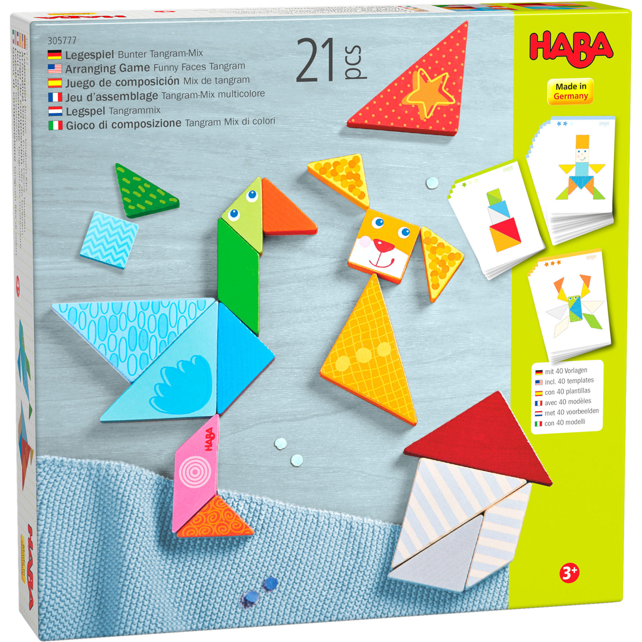 LEGESPIEL Bunter Tangram-Mix, ab 4 Jahre - Multicolor, Naturmaterialien (21.6/5/22.4cm) - Haba