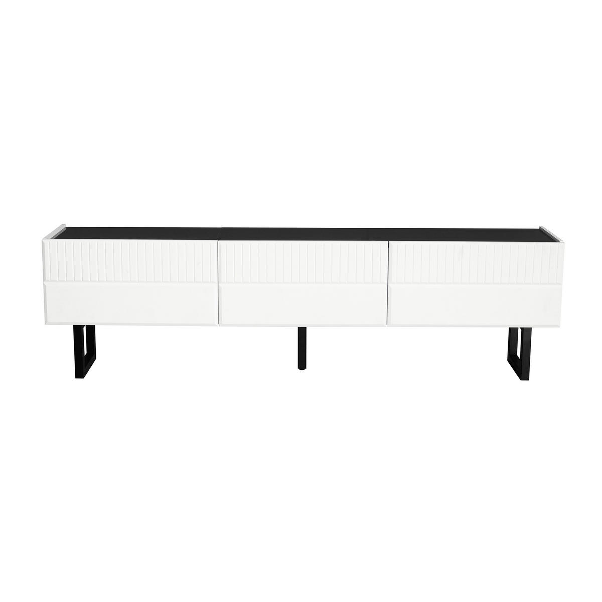 LOWBOARD 170/35/47 cm aus MDF und Holzwerkstoff mit 3 Schubladen Schwarz/Weiß - Schwarz, Holzwerkstoff (170/47/35cm) - Modenvie