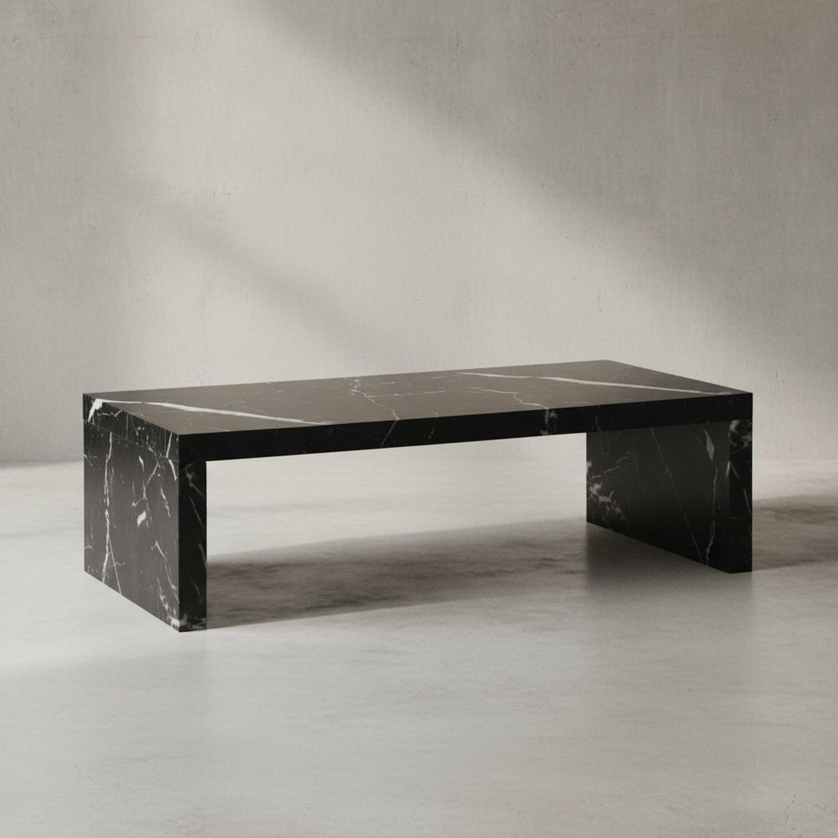 COUCHTISCH in Beton-Optik, zeitloses Design, rechteckig, schlicht, Schwarz 110x55x35 cm - Schwarz, Holzwerkstoff (55/110/35cm) - KADIMA DESIGN