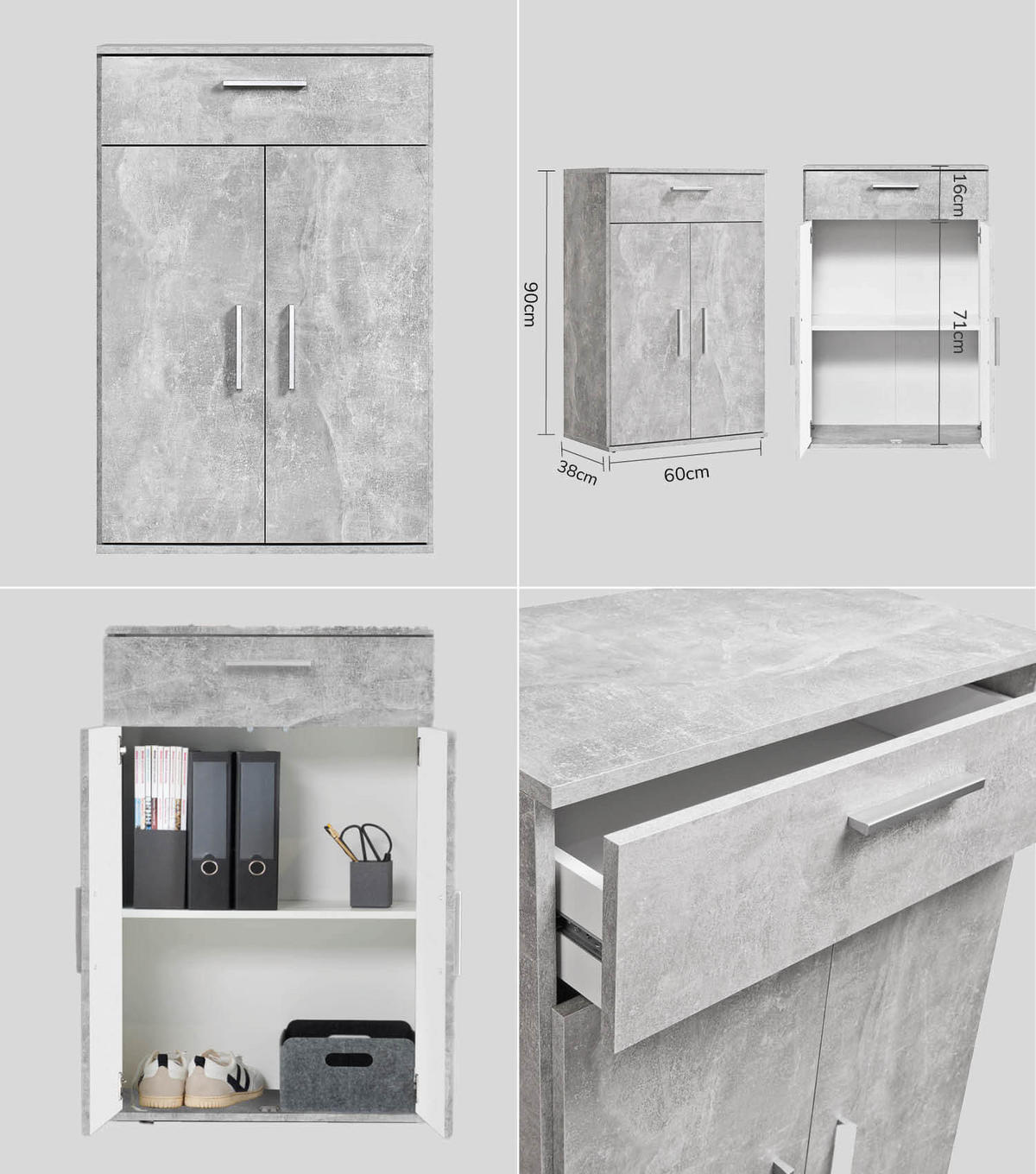 MEHRZWECKSCHRANK SET Der Allzweckwaffe - Silberfarben/Hellgrau, Holzwerkstoff (60/180/34cm) - Mokebo