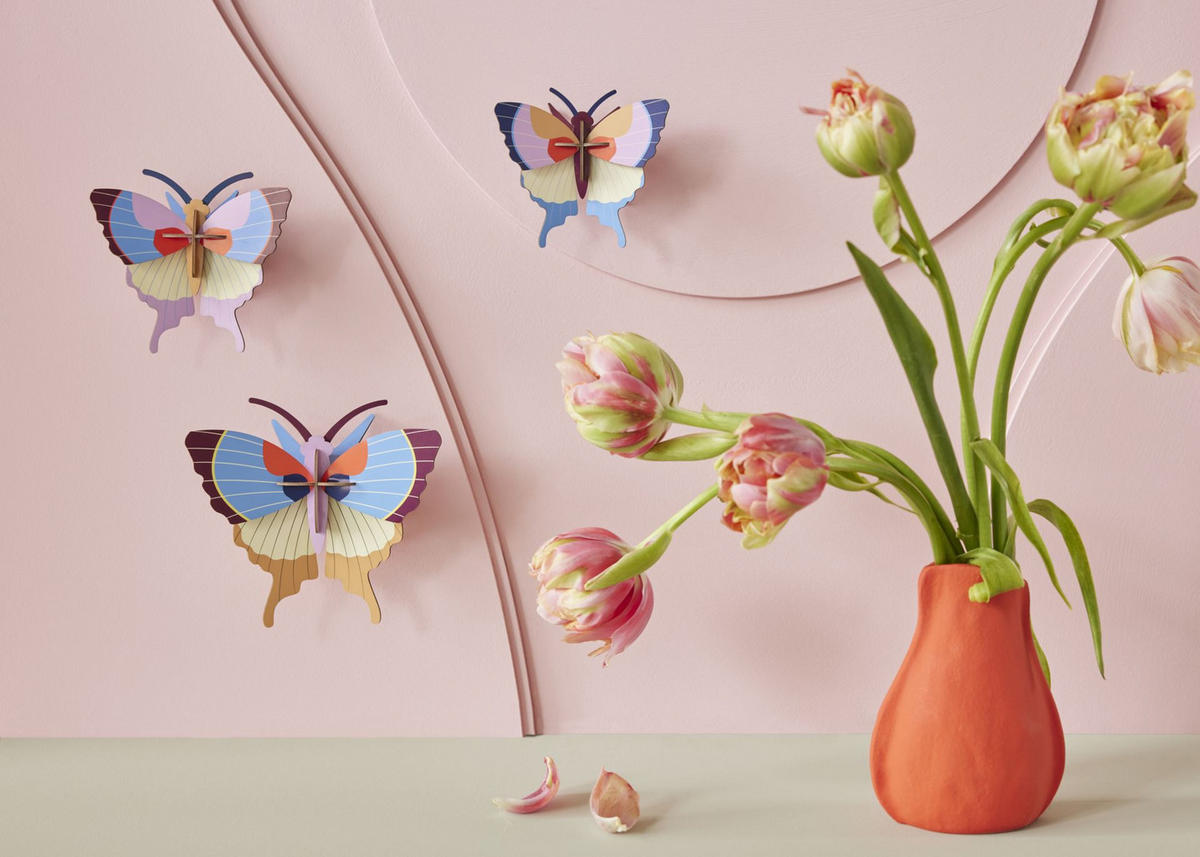 WANDDEKO Schmetterlings Trio 5/16.5 cm - Multicolor, Wellpappe (5/16.5/17cm) - KUNSTLOFT