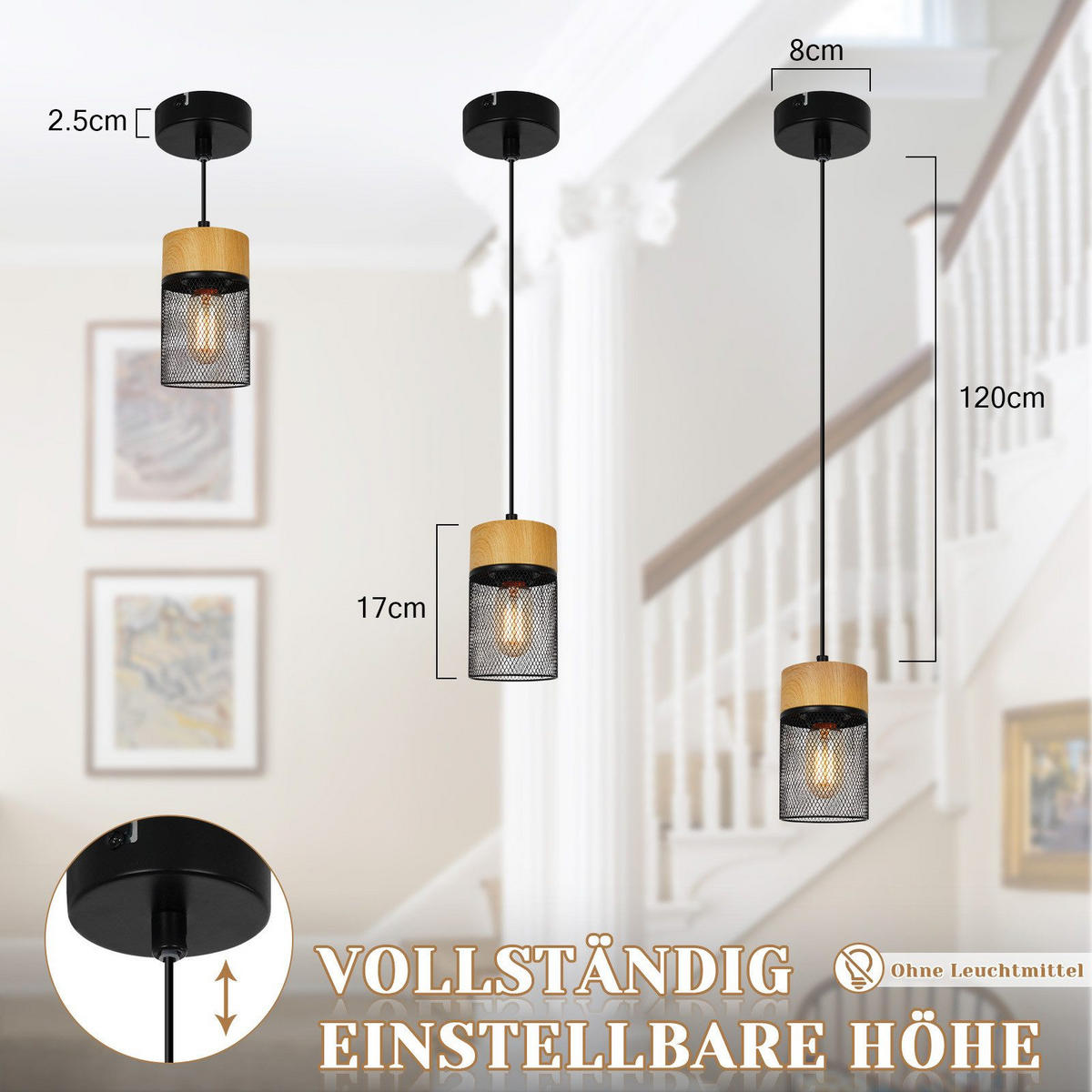 HÄNGELEUCHTE Maroney 8/8/142.5 cm - Schwarz, Metall (8/8/142.5cm) - Nettlife