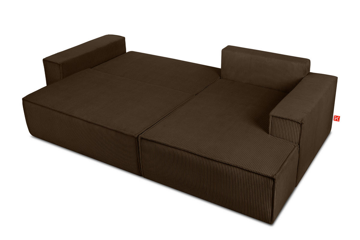 ECKSCHLAFSOFA-RECHTS NAPI in Pet Friendly Cord-Stoff, dunkelbraun - Dunkelbraun/Schwarz, Textil (262/148cm) - KONSIMO®