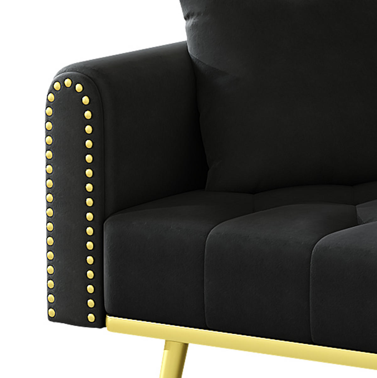 SCHLAFSOFA Samt mit verstellbarer Rückenlehne und Getränkehalter Schwarz 175/80/73,5 cm - Schwarz, Textil (73.5/175/80cm) - Redom