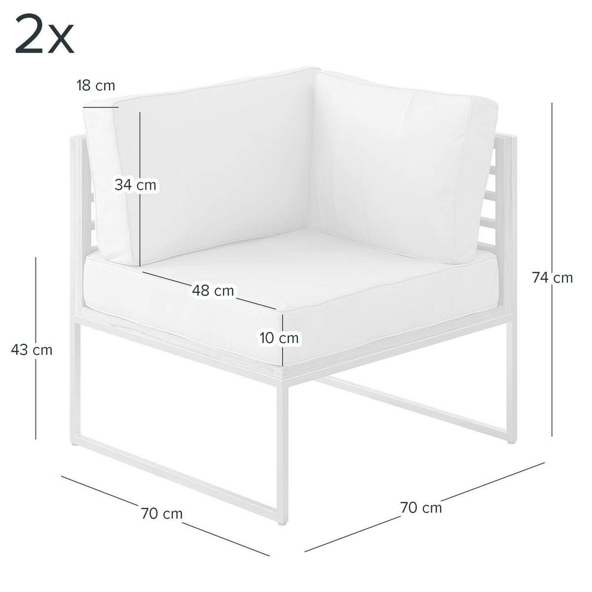 LOUNGESOFA - 3-teilig - Webstoff / Teak massiv - Hellgrau, Holz/Textil (210/74/70cm) - home24