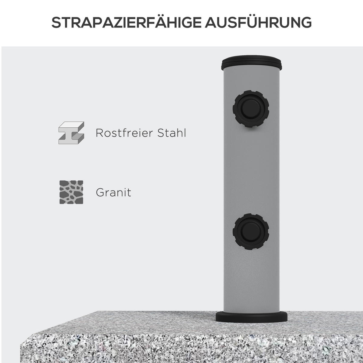 SONNENSCHIRMFUß für Mastdurchmesser Ø 32/38/48 mm, für Garten, Balkon, Granit, Grau 41 x 41 x 37,5 cm - Grau, Kunststoff (41/41cm) - Outsunny