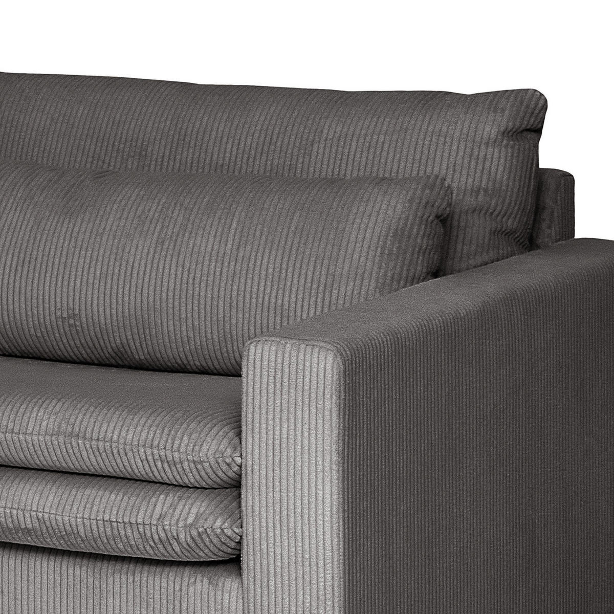 BIGSOFA - Eichefarben/Grau, Eichenholz/Textil (240/82/104cm) - home24