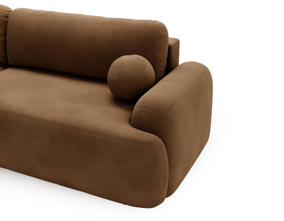 ECKSOFA Cloudy Braun, Sofa aus Velourstoff mit Kissen, linke seite - Braun, Holzwerkstoff/Textil (177/261cm) - Bettso