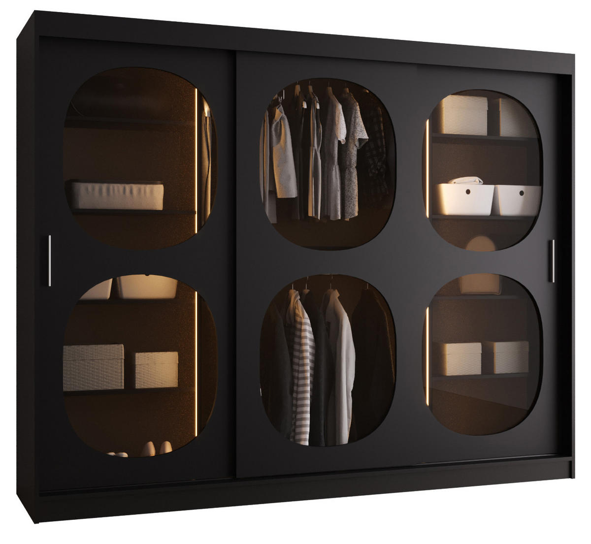 SCHWEBETÜRENSCHRANK 200/250/62 3-türig - Schwarz, Holz (250/200/62cm) - Abiks Möbel