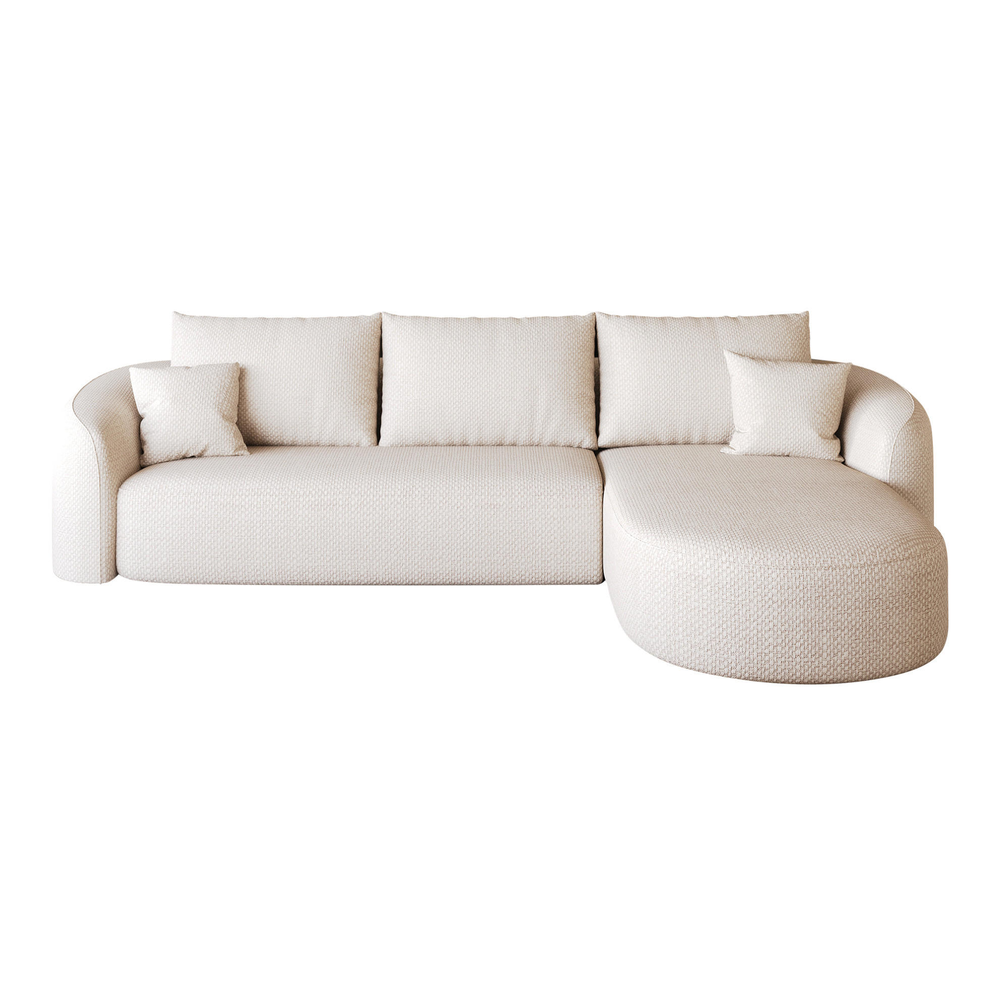 ECKSOFA 266 cm weiß aus Stoff ohne Montage - Weiß, Textil (168/266cm) - OKWISH