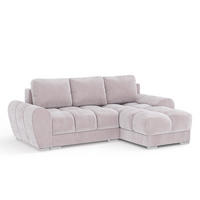 ECKSOFA MIT SCHLAFFUNKTION Peebles Lila Samtstoff - Chromfarben/Flieder, Holz/Holzwerkstoff (256/175cm) - Maison de Reve