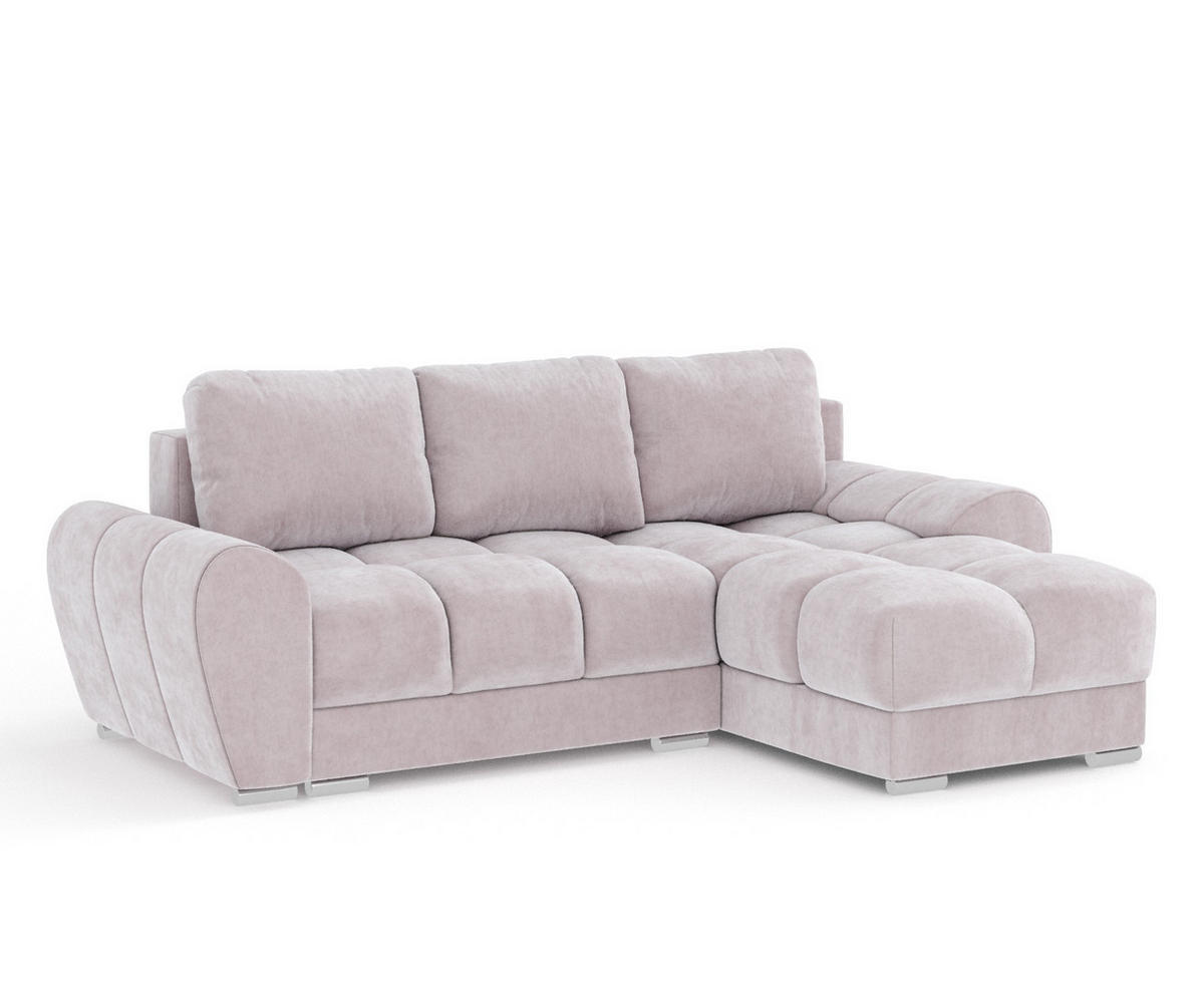 ECKSOFA MIT SCHLAFFUNKTION Peebles Lila Samtstoff - Chromfarben/Flieder, Holz/Holzwerkstoff (256/175cm) - Maison de Reve