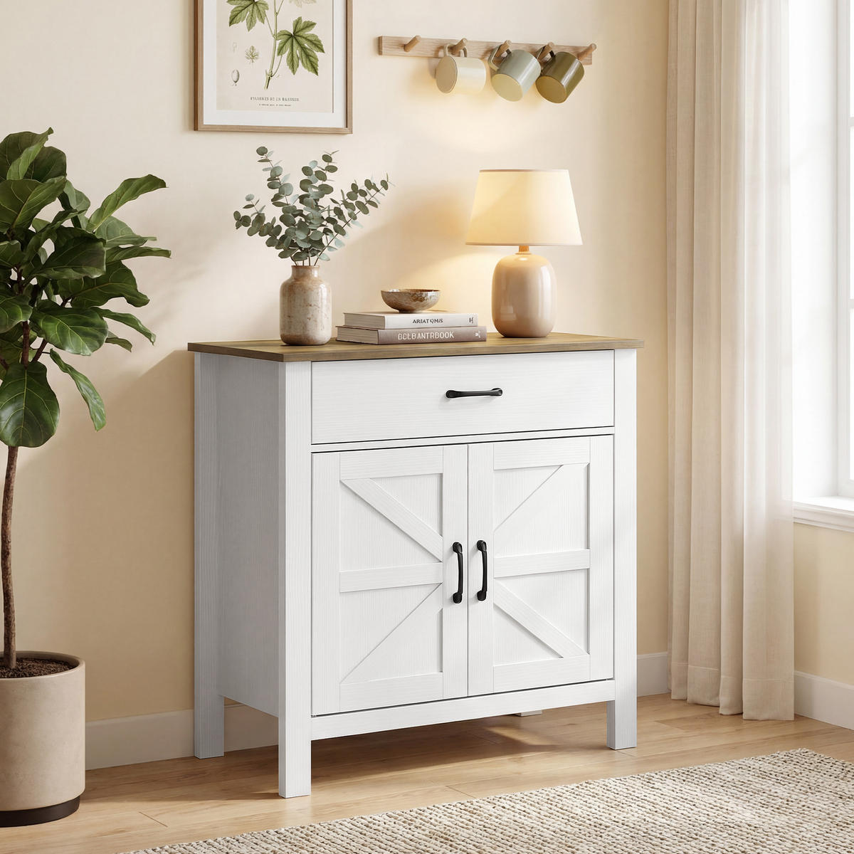 SIDEBOARD Spanplatte 77/40/82 cm Weiß - Weiß, Holzwerkstoff (39.3/81.5/77cm) - HOMCOM
