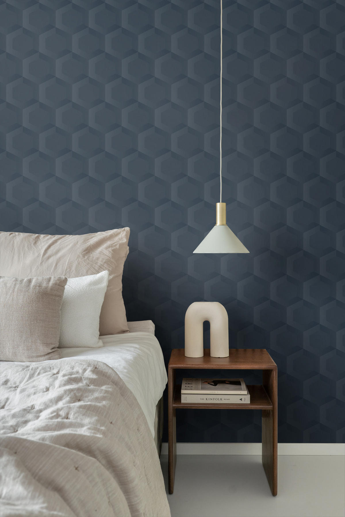 TAPETE 3D Wabenmuster 53 cm x 10.05 m - Blau, Papier (53/1000cm) - Origin Wallcoverings