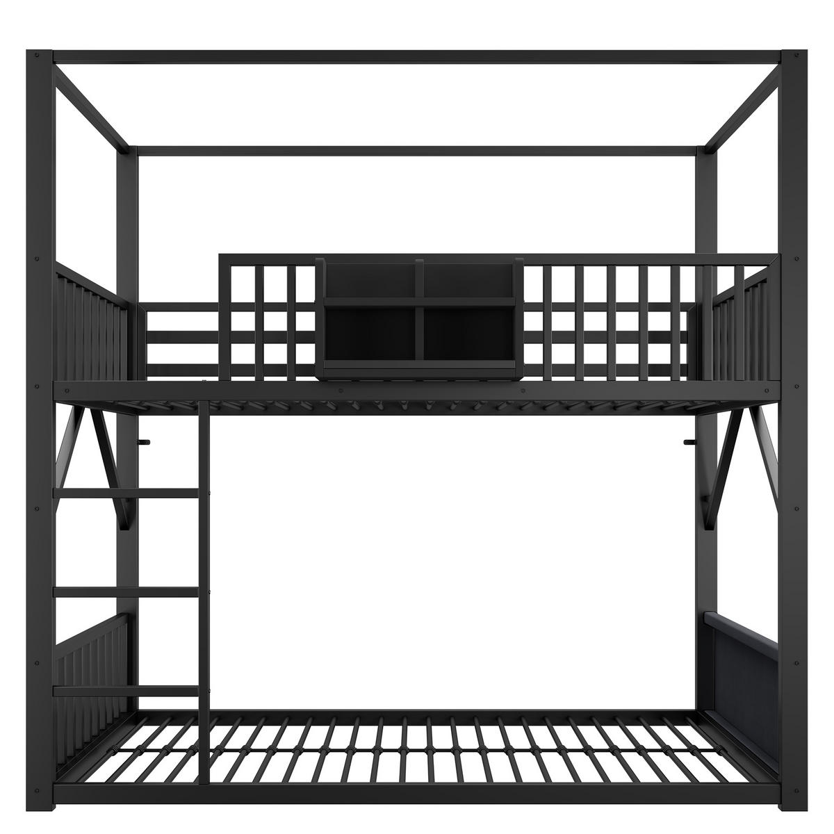 ETAGENBETT 90/200 cm Metall mit Dachdesign, DE-41590, in Schwarz - Schwarz, Metall (90/200cm) - ComfortXL