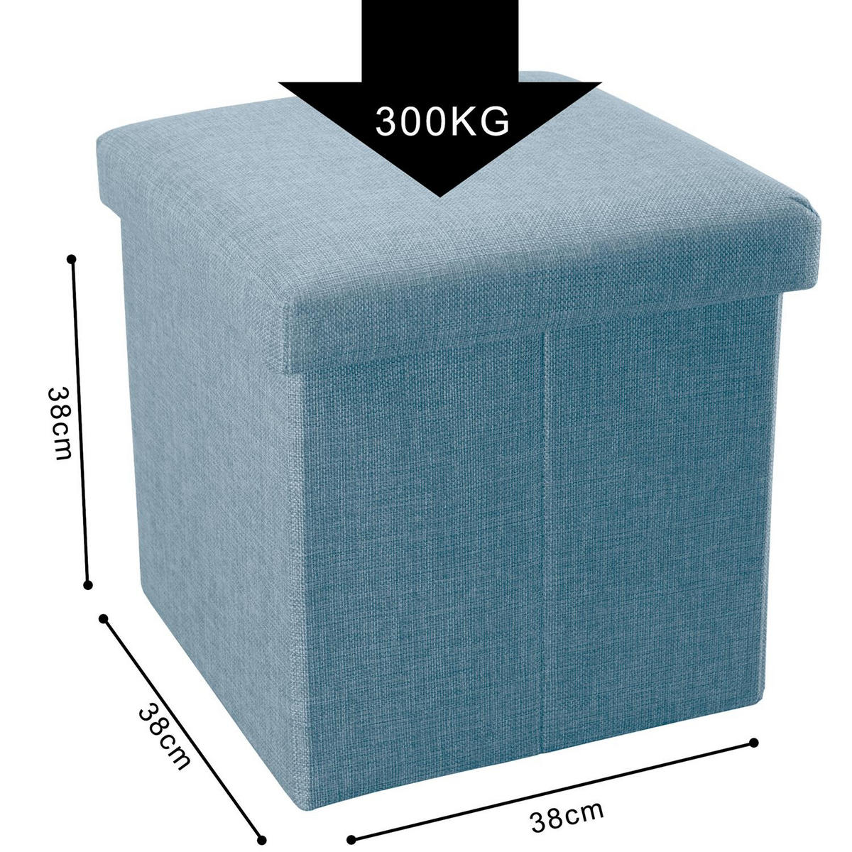 SITZBOX mit Stauraum 30/30/30 cm (Blau) - Hellblau, Textil (38/38/38cm) - Intirilife