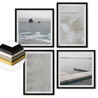 WANDBILDER 4er-Set - 50x50 cm & 40x60 cm Schwarzer Rahmen - Abstraktes Design, moderne Texturen - Schwarz, Kunststoff (50/50cm) - ArtPrintCave
