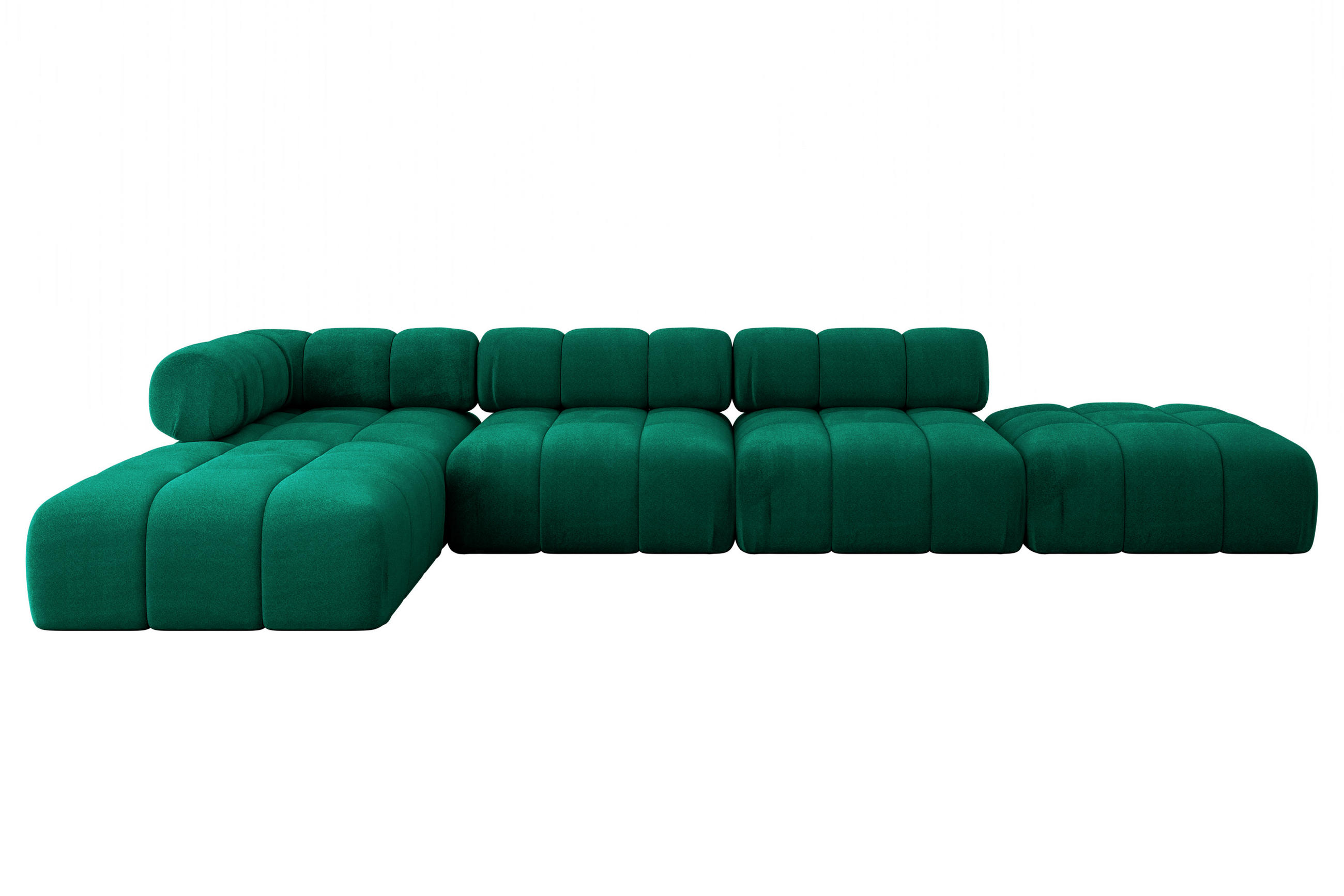 ECKSOFA modulares Sofa Kerru-L2 - 380x190x70 cm Dunkelgrün Velours - Dunkelgrün, Holzwerkstoff/Textil (380/190cm) - ALTDECOR