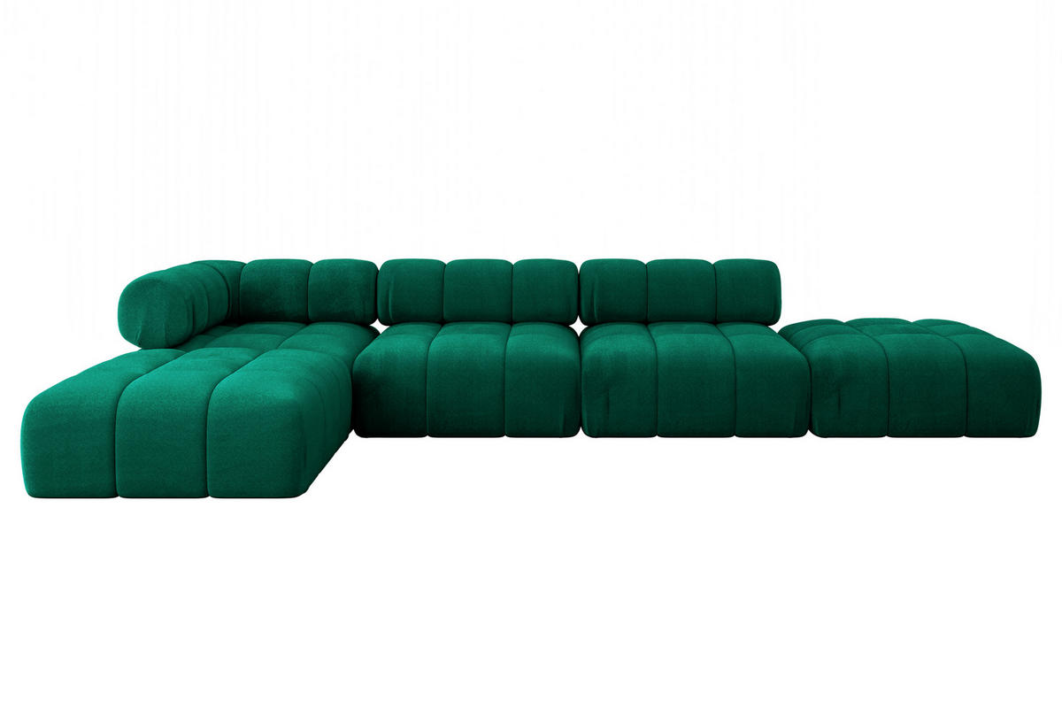 ECKSOFA modulares Sofa Kerru-L2 - 380x190x70 cm Dunkelgrün Velours - Dunkelgrün, Holzwerkstoff/Textil (380/190cm) - ALTDECOR