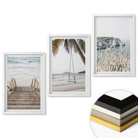 WANDBILDER 3er-Set - 40x60 cm Weißer Rahmen - Strandtreppe aus Holz, Schaukel - Weiß, Kunststoff (40/60cm) - ArtPrintCave