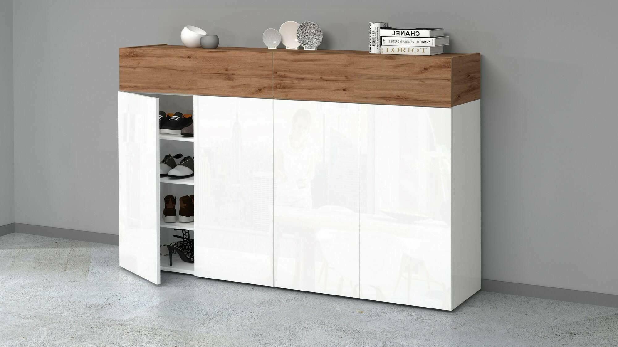 SCHUHSCHRANK Eiche 38/154/100 cm - Braun, Holzwerkstoff (154/100/38cm) - DMORA