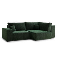 ECKSOFA MIT SCHLAFFUNKTION Tonga Dunkelgrün Chenille-Stoff - Dunkelgrün/Schwarz, Holz/Holzwerkstoff (255/105cm) - Maison de Reve