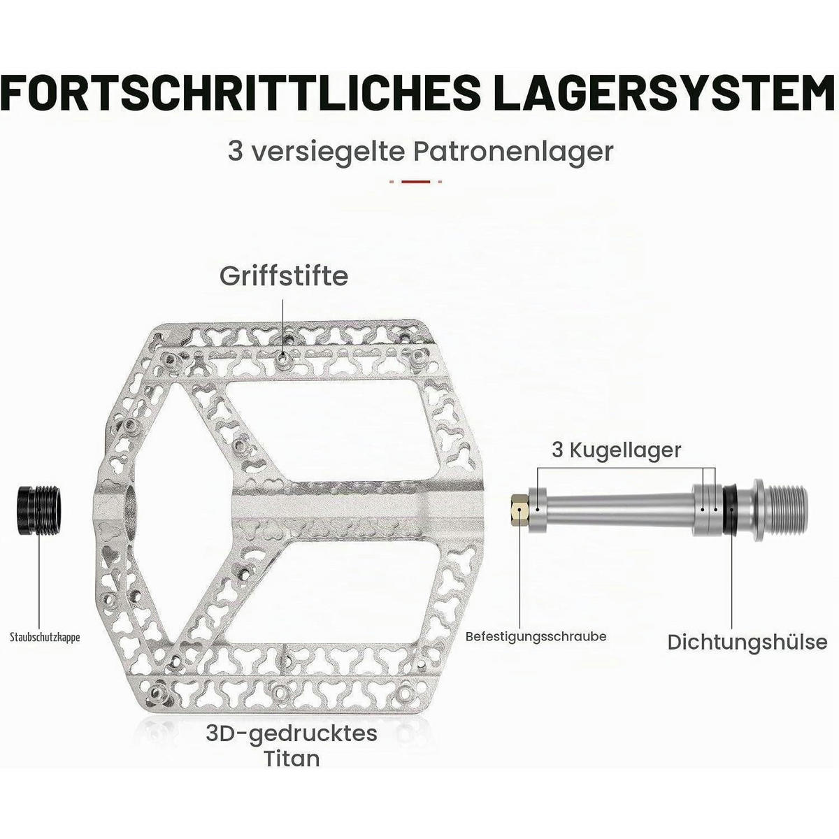 FAHRRADPEDALE Aluminium mit Reflektoren und 3 Lagern - Silberfarben, Metall (10.1/1.7/10.6cm)