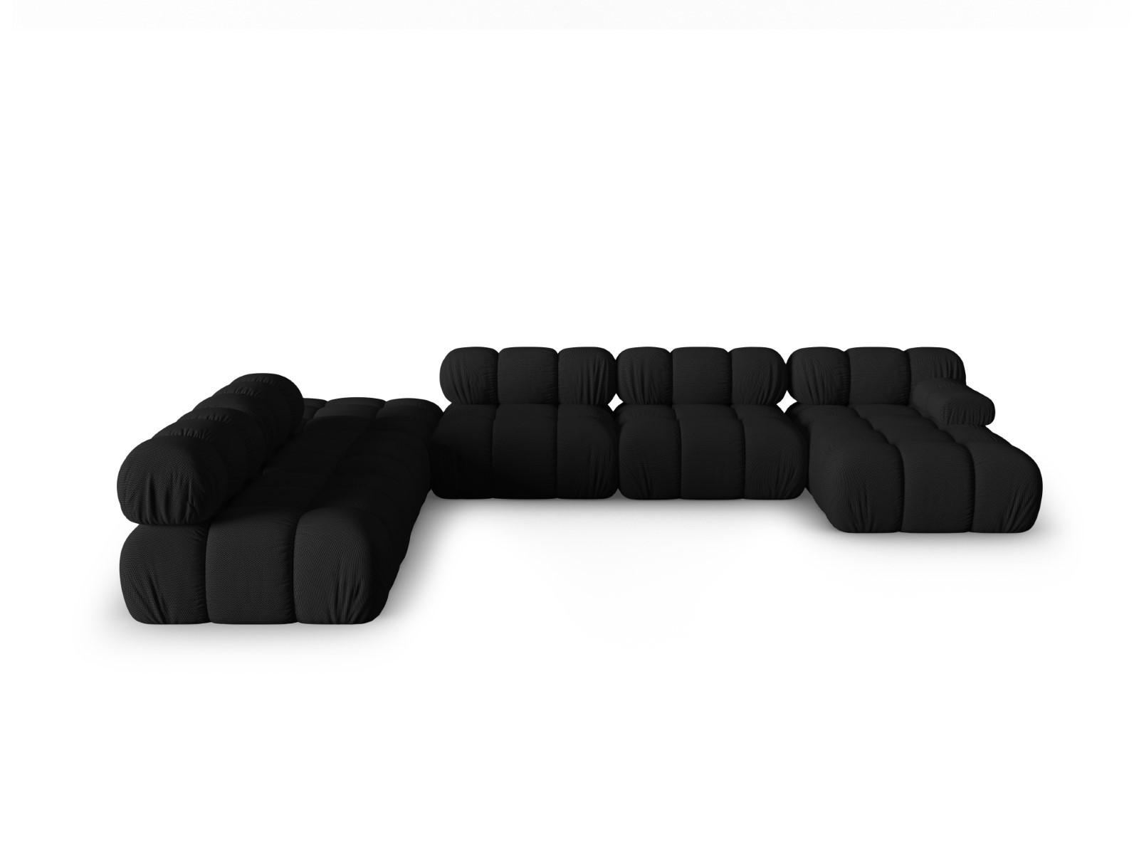 PANORAMASOFA modular links Bellis aus 3D-Stoff schwarz 7 Sitzplätze - Schwarz, Textil (282/70/376cm) - Micadoni