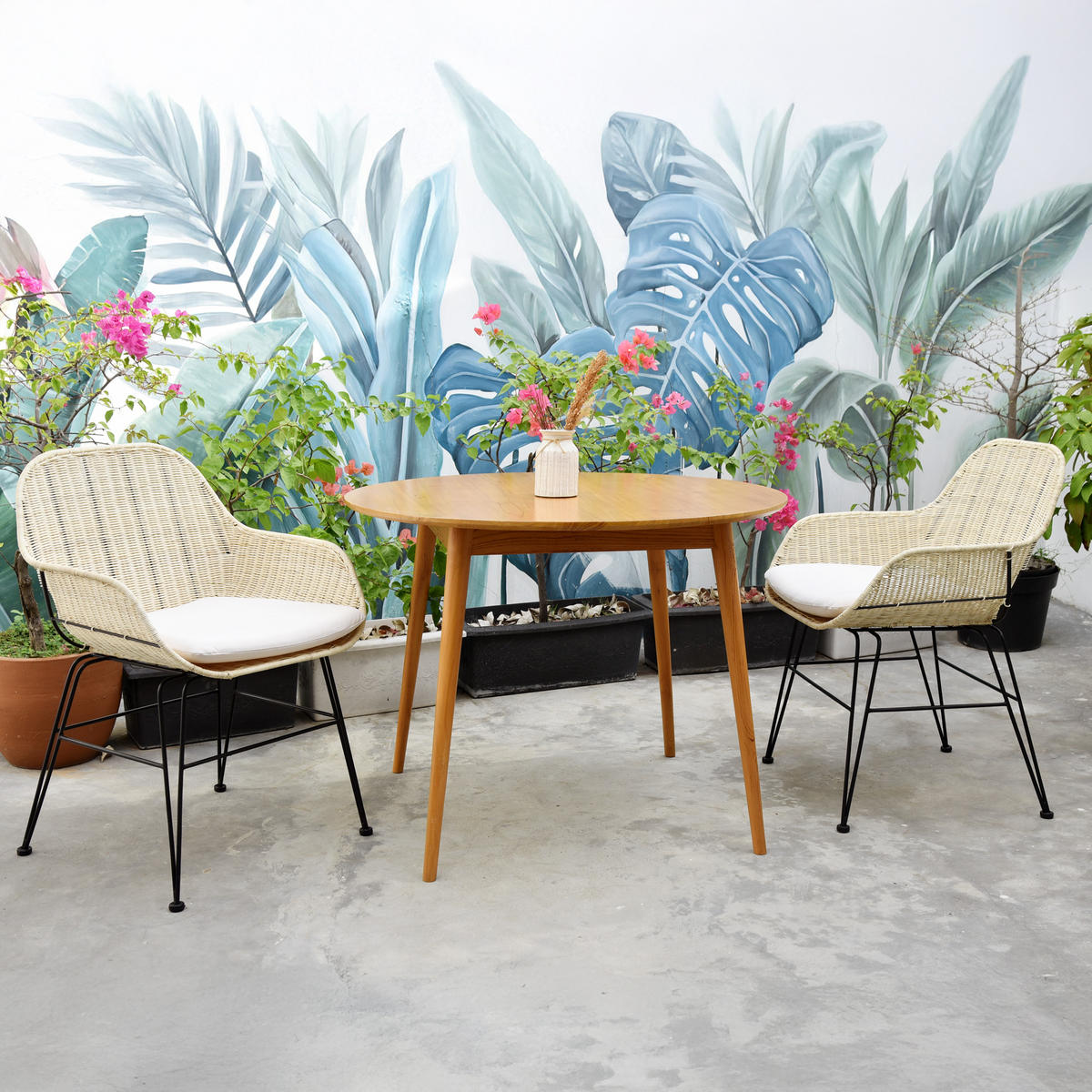 STUHL 2er-Set Rattan Braun - Braun, Holz (59/86/61cm) - Nordlys