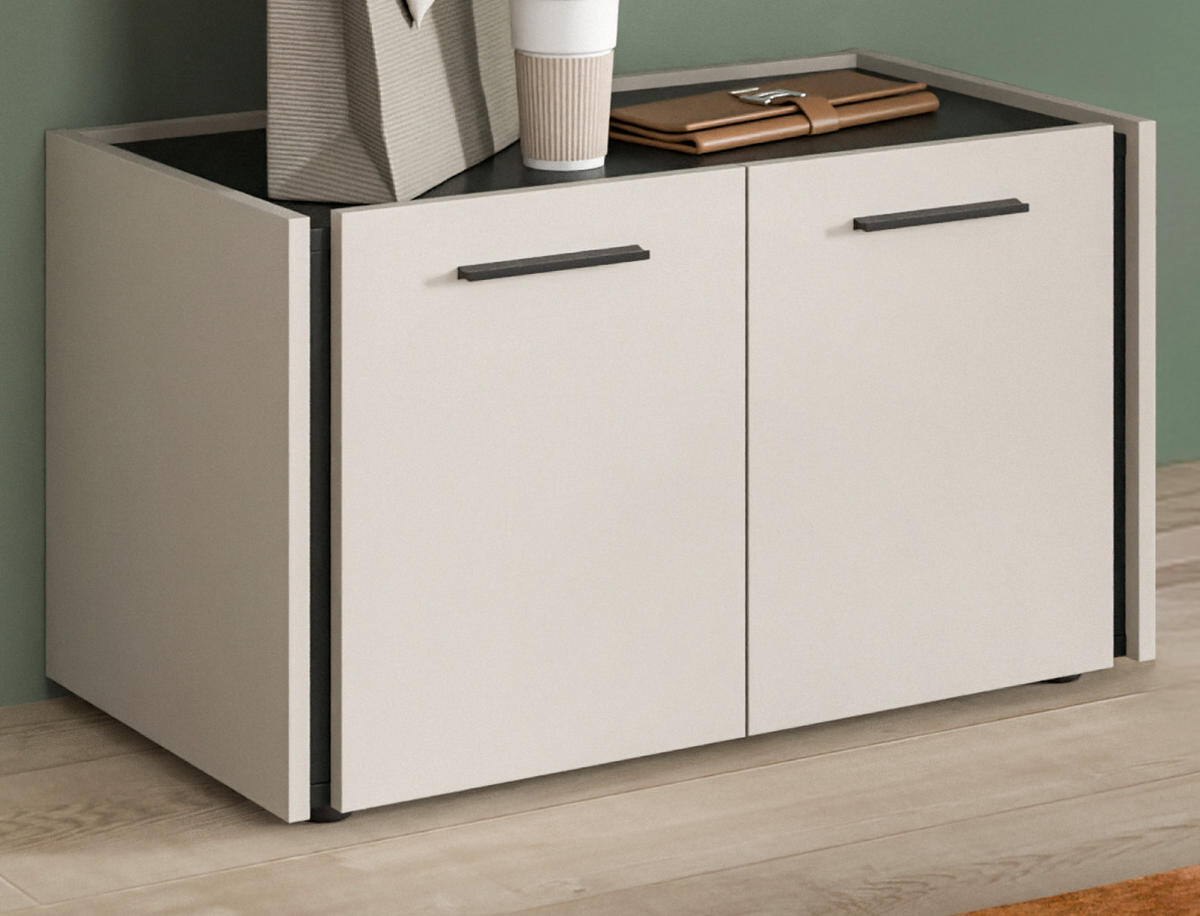 GARDEROBENBANK Kaschmir 75 x 43 cm, Schuhbank mit Soft-Close - Kaschmir/Schwarz, Holzwerkstoff/Kunststoff (75/43/40cm) - Inn.Furn